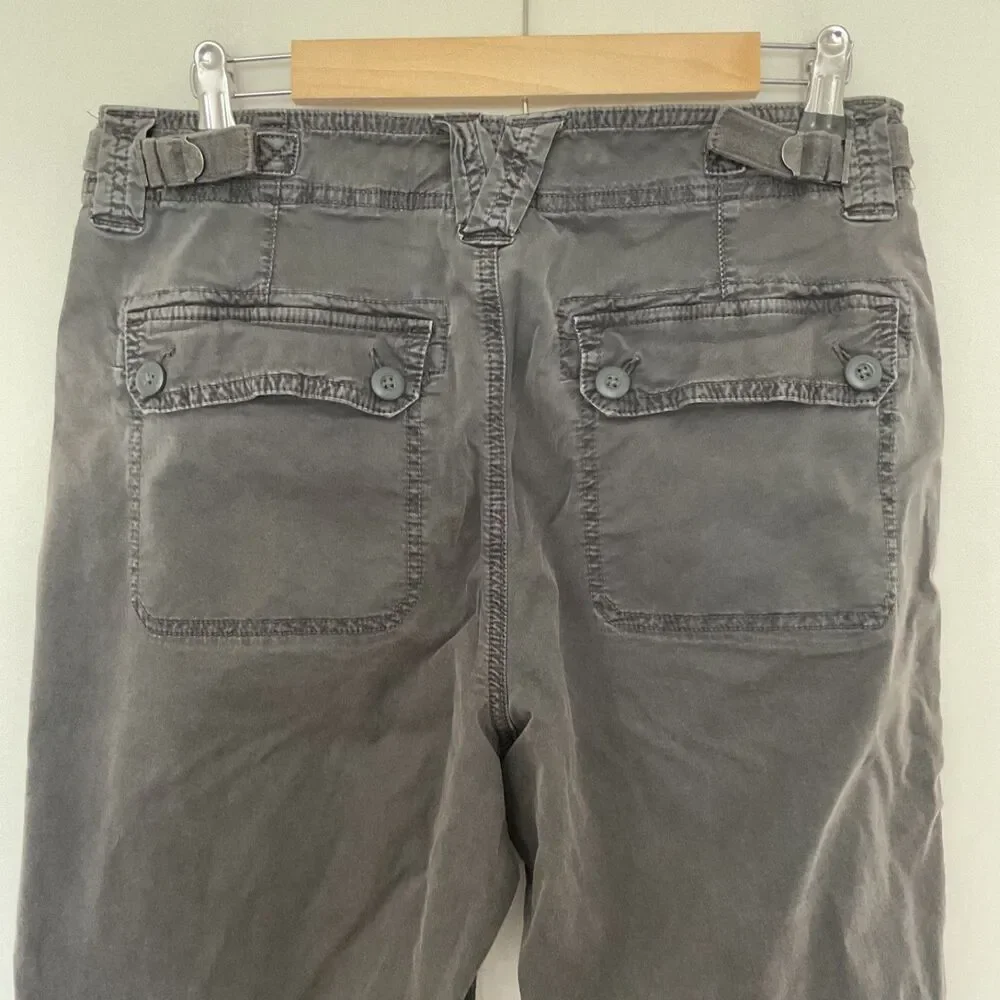 American Eagle Womens Stretch Parachute Cargo Pants Sz M Drawstring Hem Charcoal
